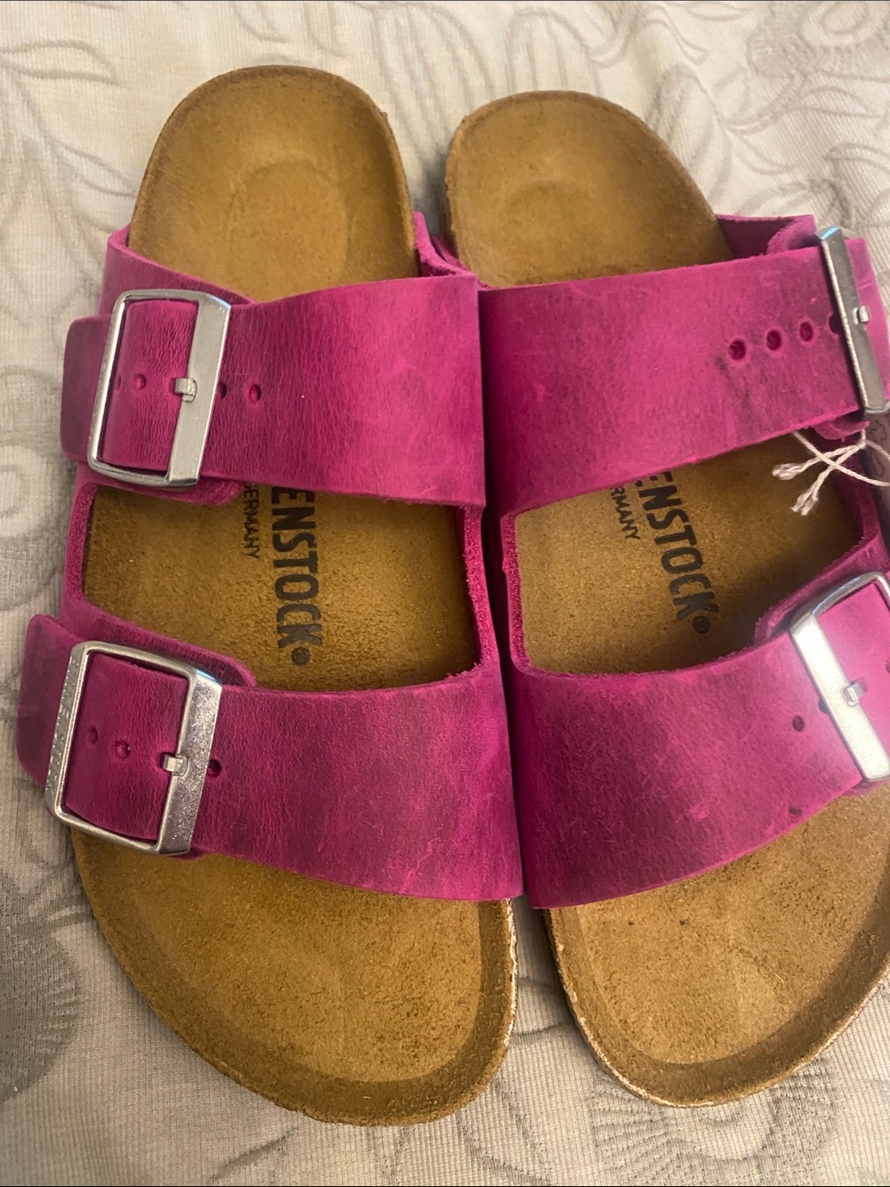 Birkenstock Arizona Double Strap Sandals in Bright Pink NWT size 37 - Picture 2 of 7